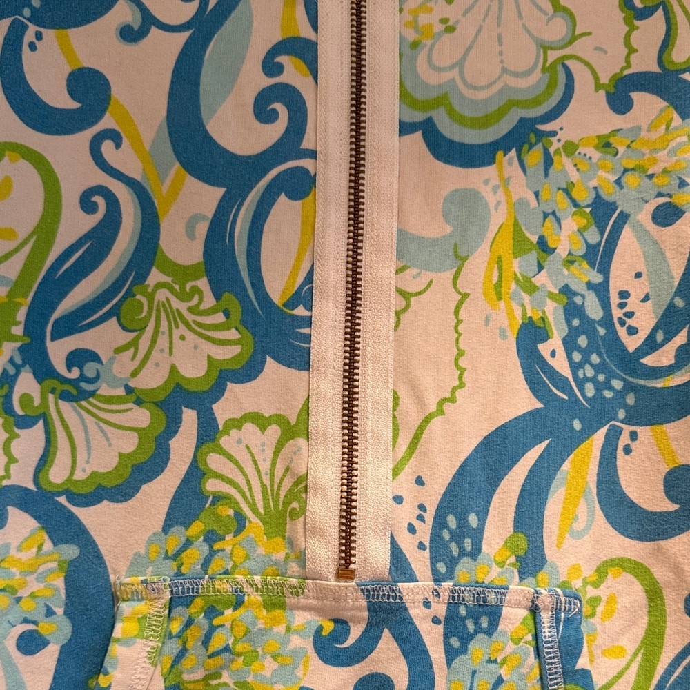 Lilly Pulitzer Blue, Green & White Half-Zip Popover - Picture 2 of 3
